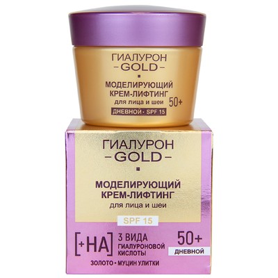 Витэкс ГИАЛУРОН GOLD Крем-лифтинг для лица и шеи моделирующий SPF 15, дневной 50+ 45 мл