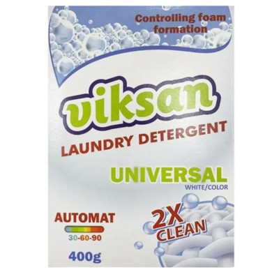 ВИКСАН VIKSAN Стиральный порошок 2X CLEAN UNIVERSAL автомат, 400г