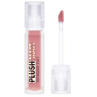 LUX visage PLUSH MATT Тинт-мусс 3 в 1 для губ, щек и век тон 301 Rosy Rose